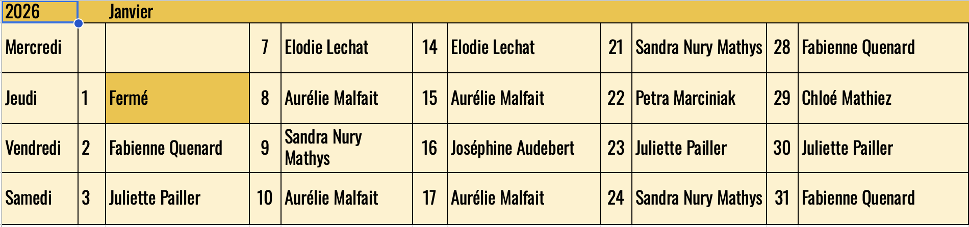 calendrier des accueils à la galerie CARACTERES rue Basse du Château à Chambéry en Savoie, France