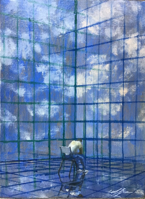 "Solitude contemporaine" huile sur toile de Benjamin JOFFRE à la galerie CARACTÈRES à Chambéry